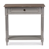 Baxton Studio Edouard French Provincial Style White Wash Distressed Wood and Grey Two-tone 1-drawer Console Table